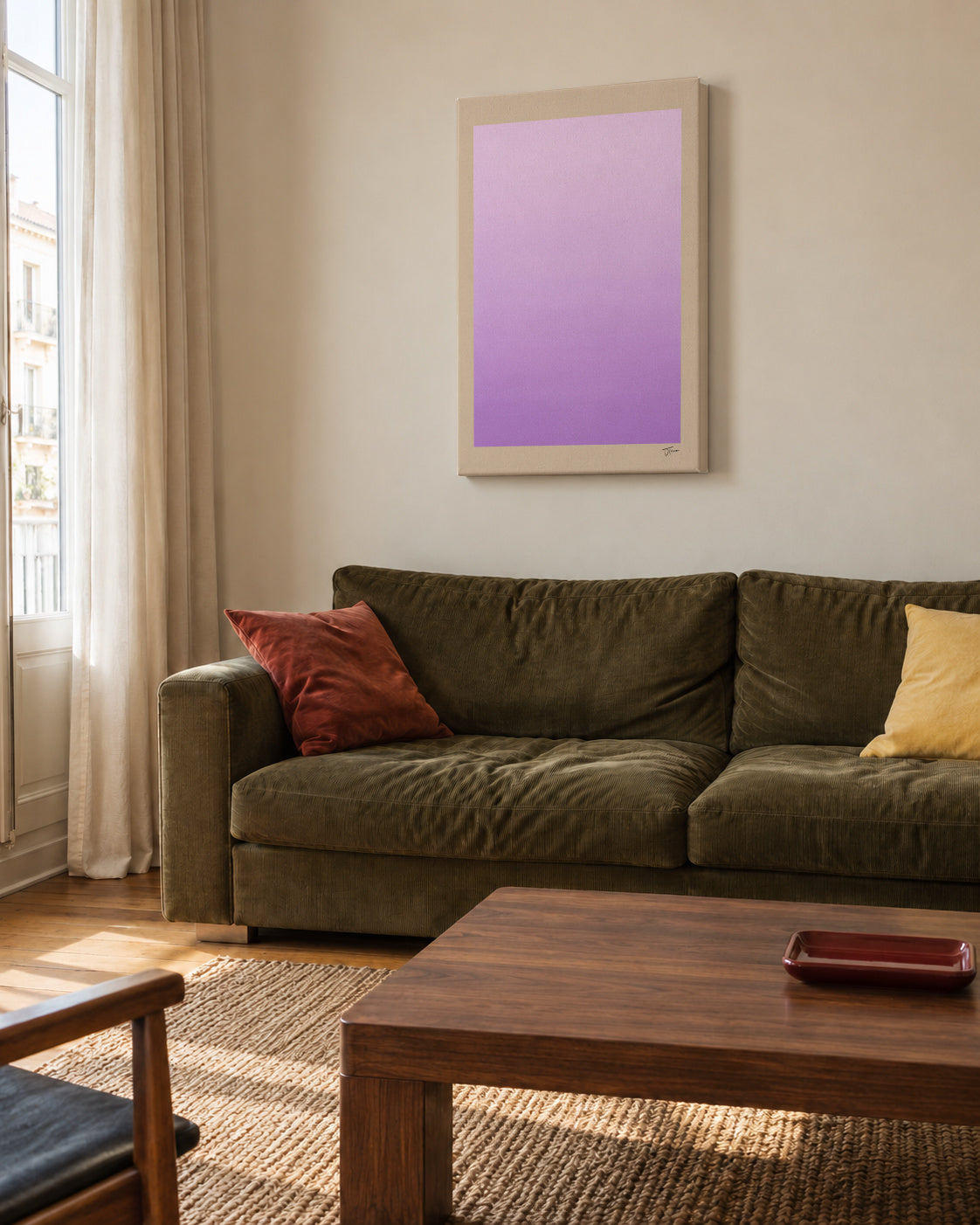 Lavender Haze - Unframed canvas in an interior
