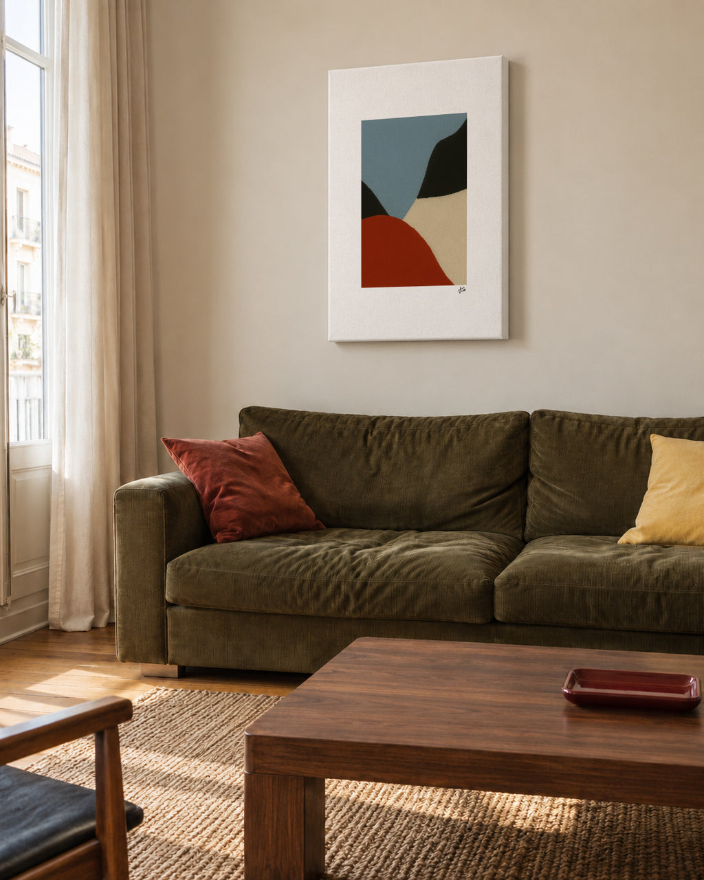 Interlude II - Unframed canvas in an interior