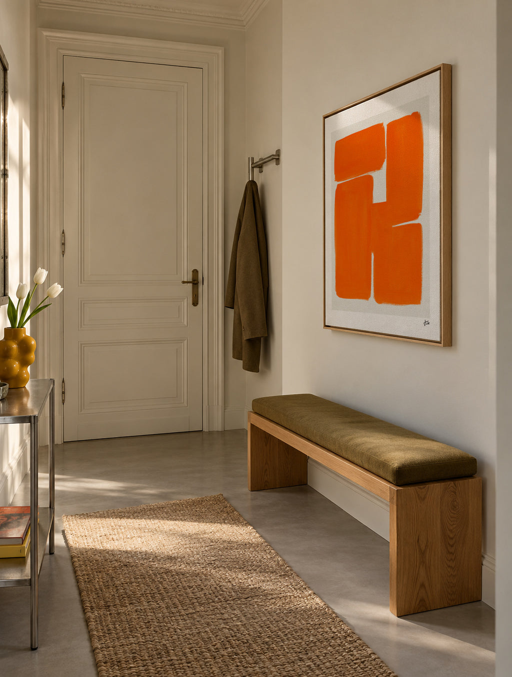 Orange Blocks - Framed canvas in an interior