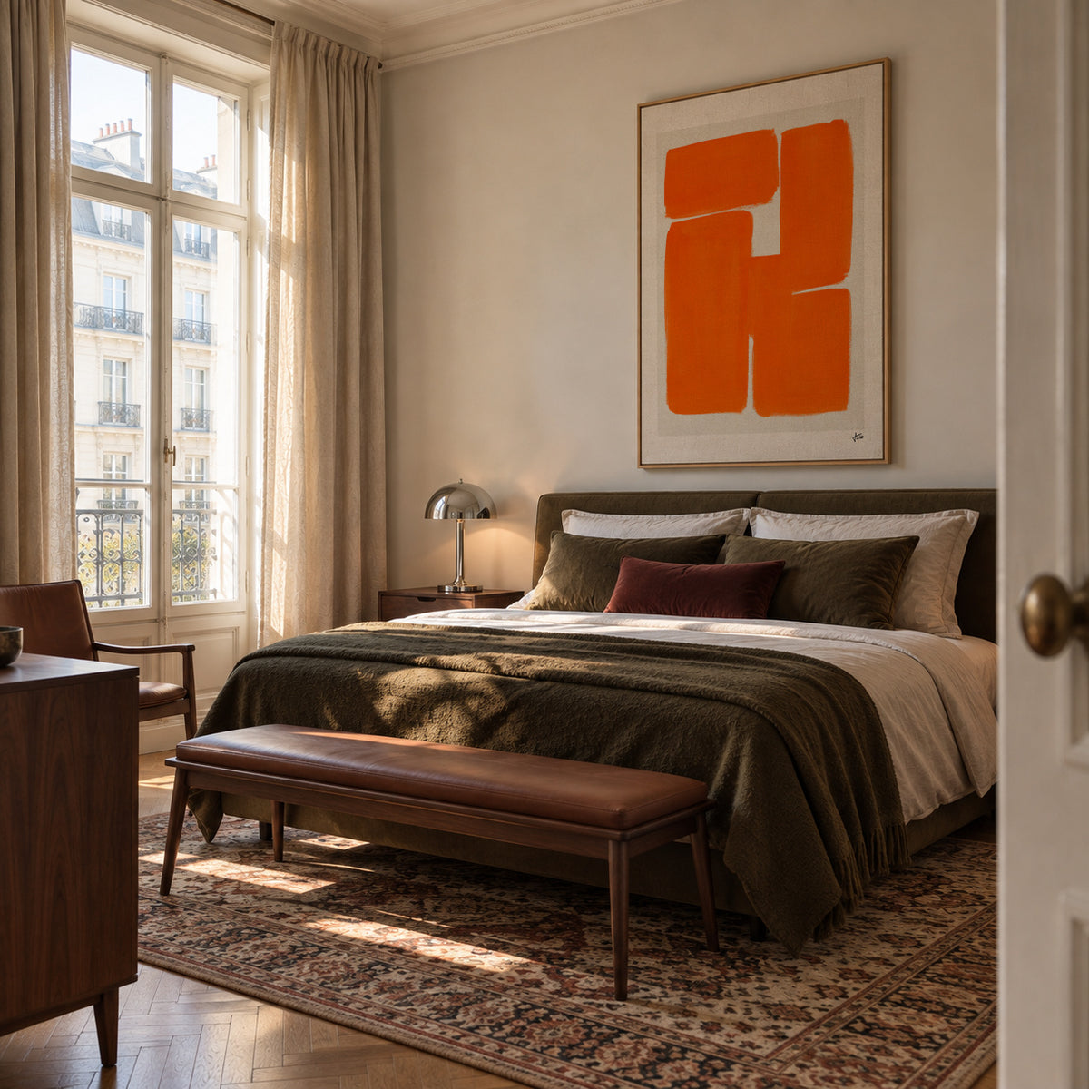 Orange Blocks - Framed canvas in an interior