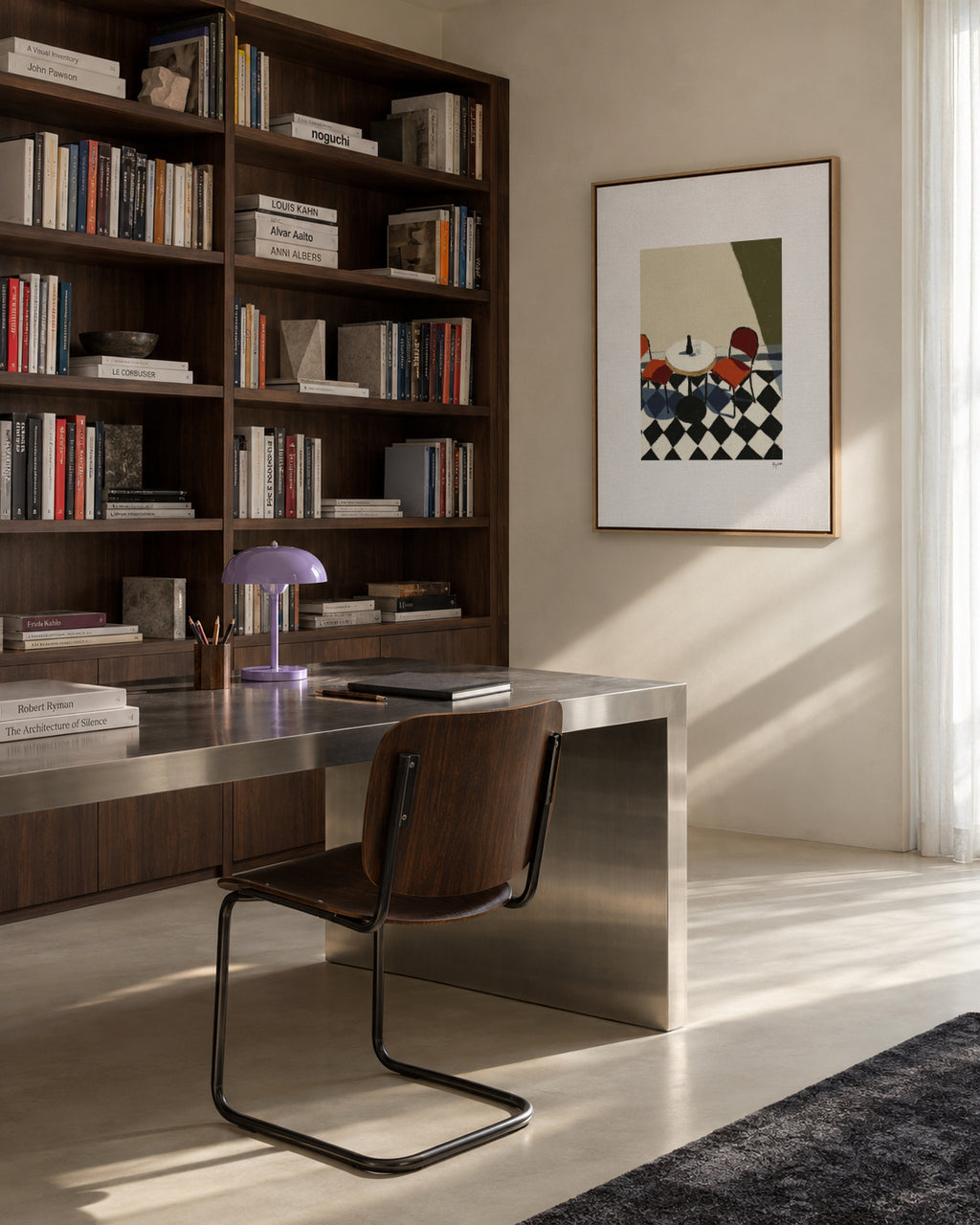 Checkered Cafe - Framed canvas in an interior