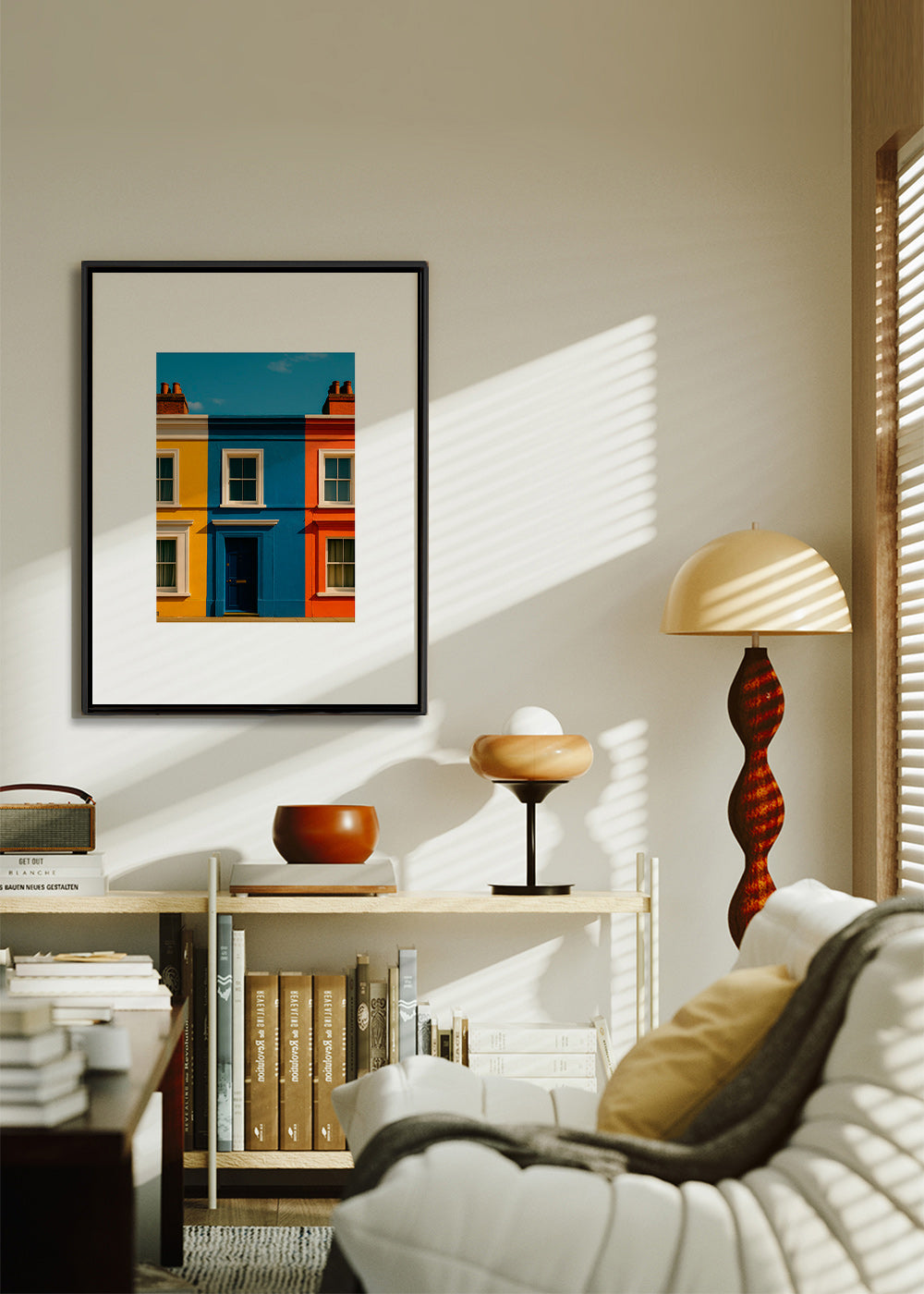 Cuadro de ciudades con fachada a tres colores – Canvas2