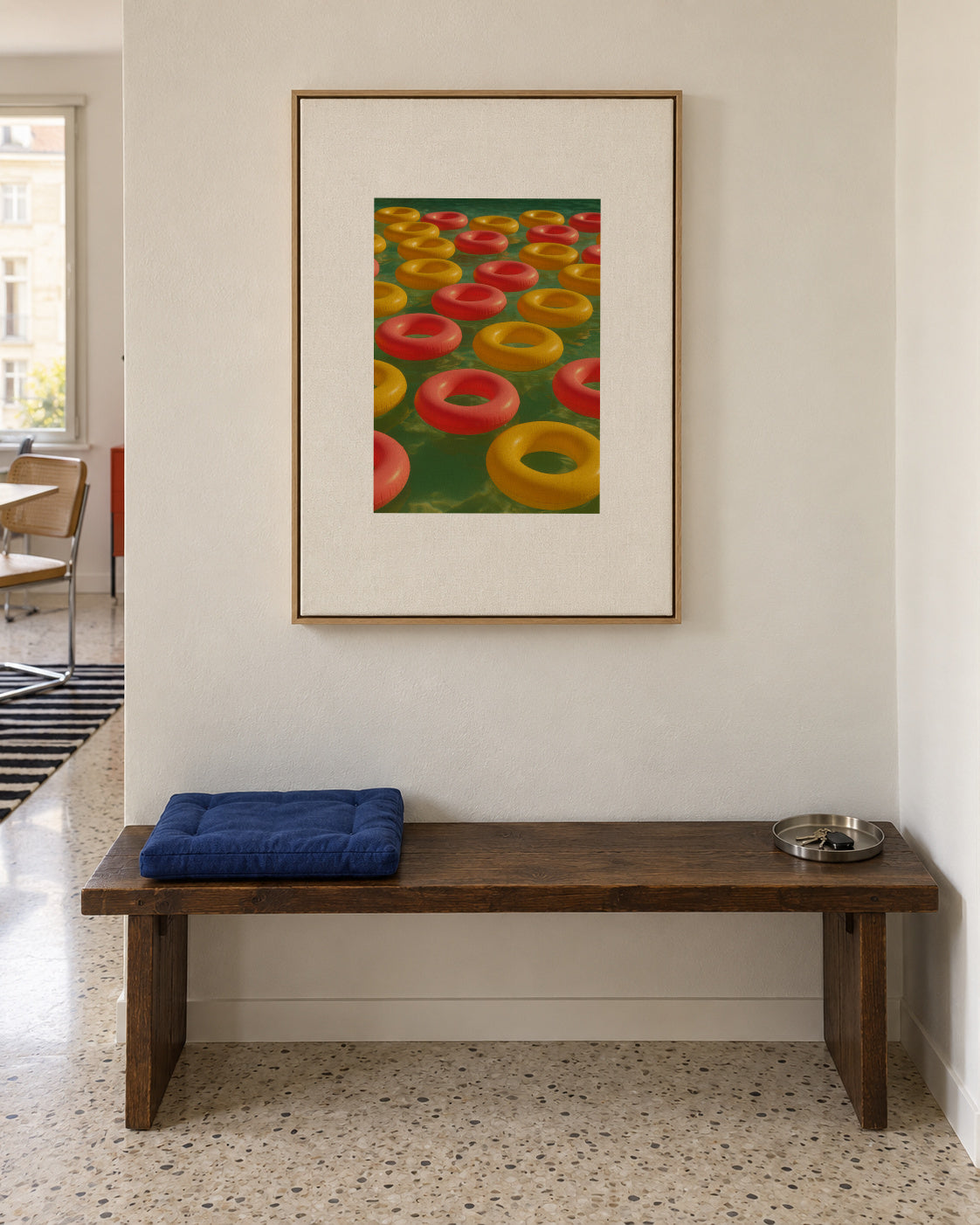 Floating Rings - Framed canvas in an interior