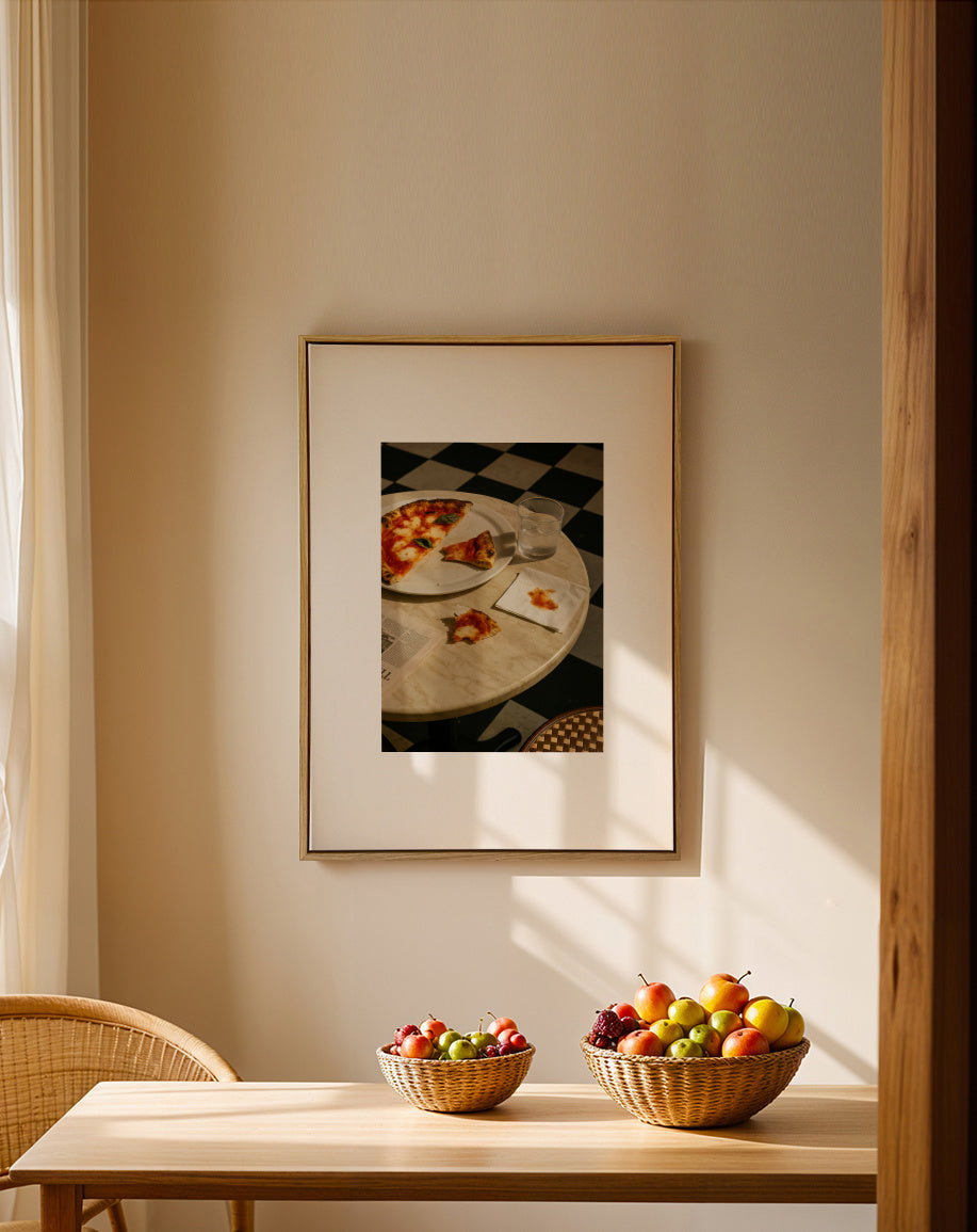 Pizza Break - Framed canvas in an interior