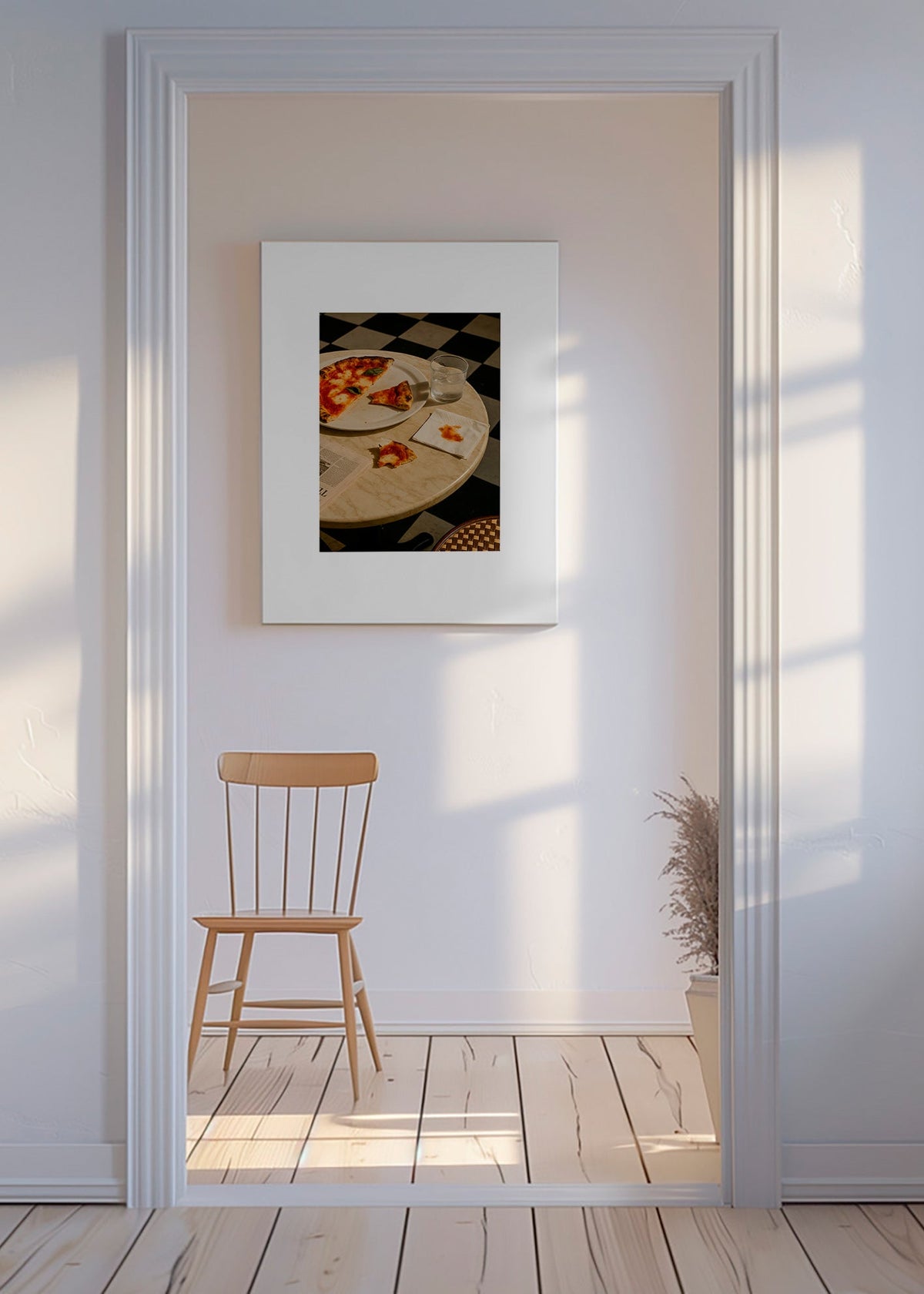 Cuadro de cocina con pizza sobre mármol – Canvas