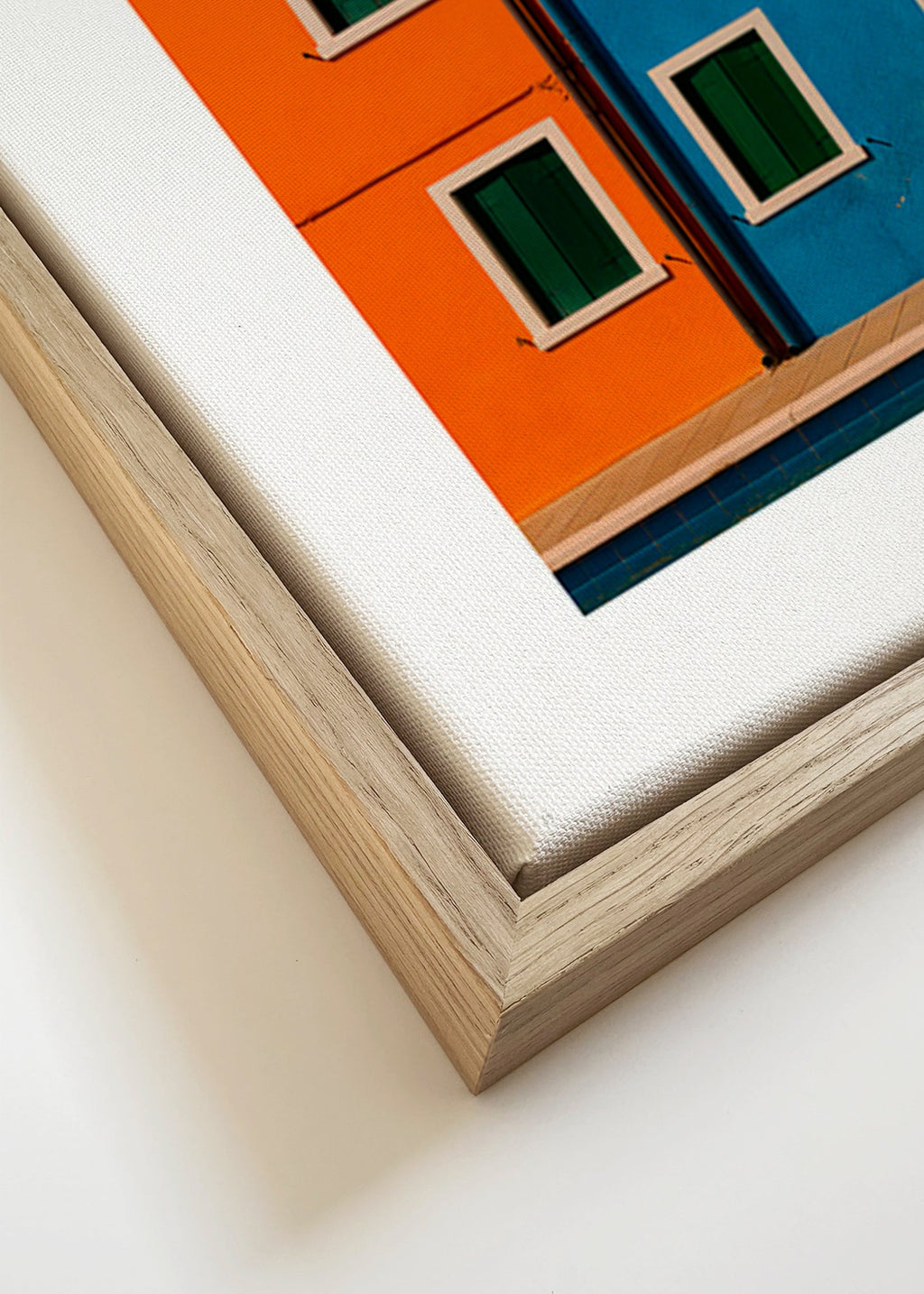 Cuadro de ciudades: fachadas coloridas en fila – Canvas detail