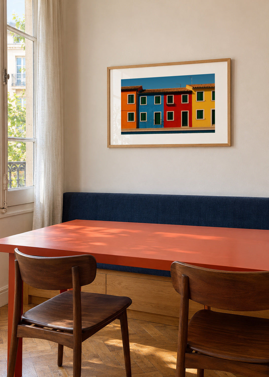 Burano Colors - Framed poster in an interior