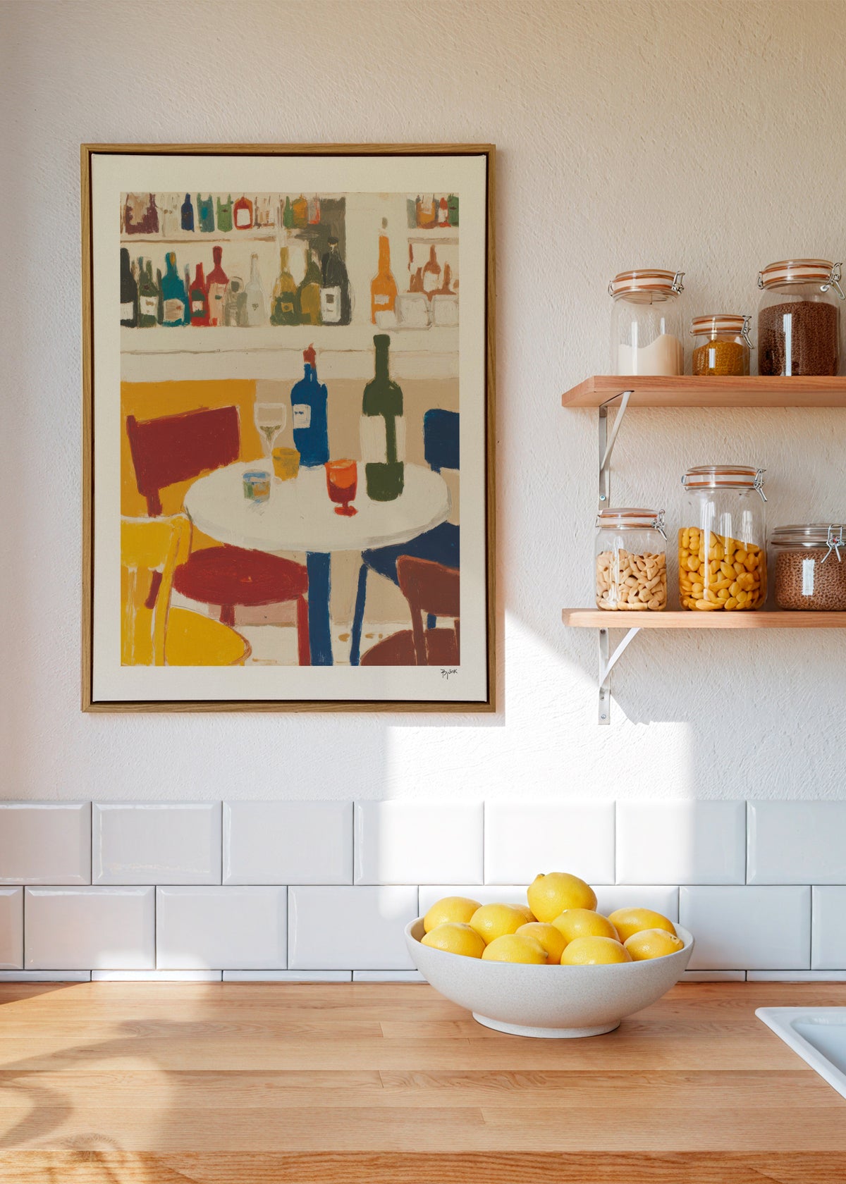 Bistro Corner - Framed canvas in an interior
