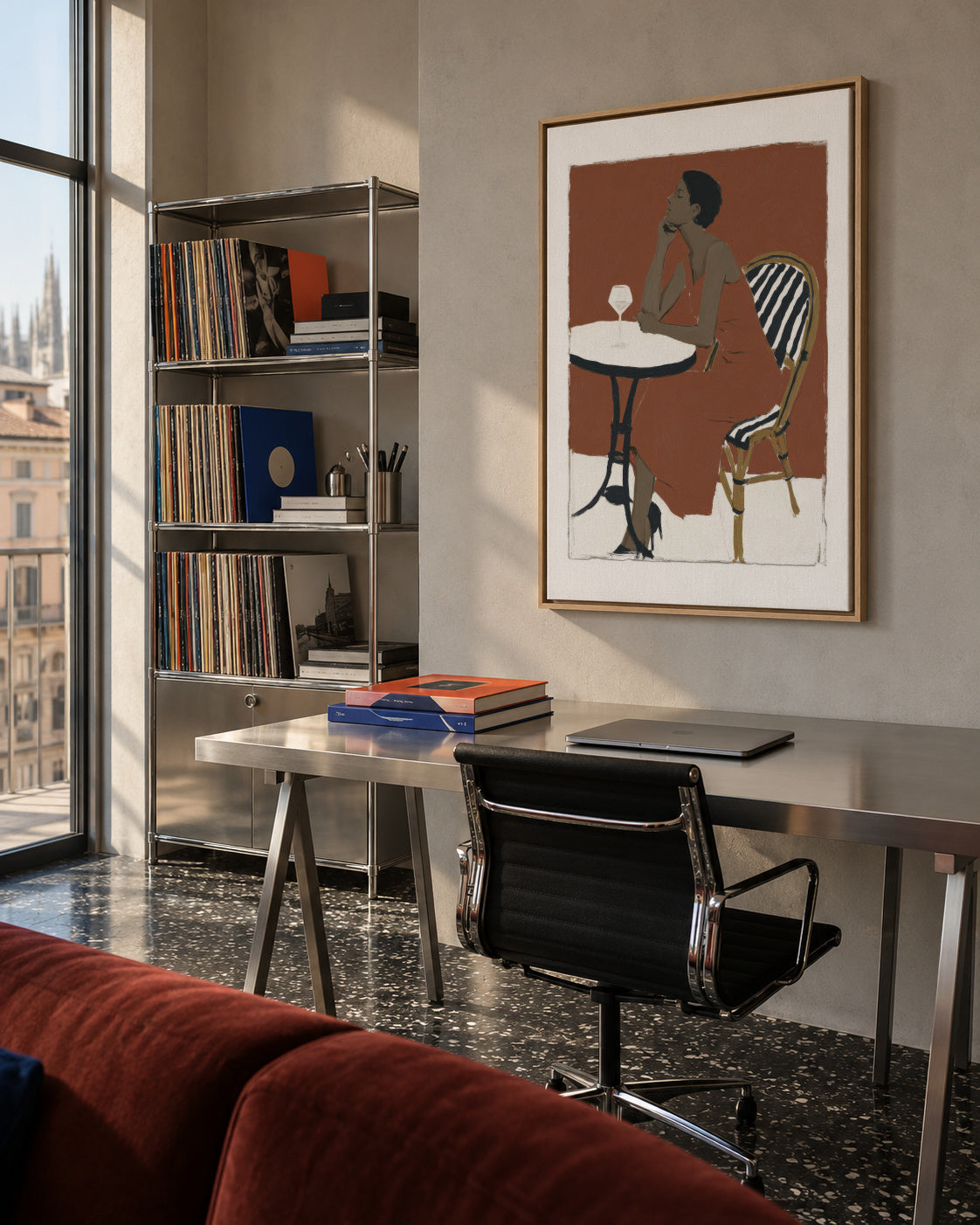 Terrace Wine - Framed canvas in an interior