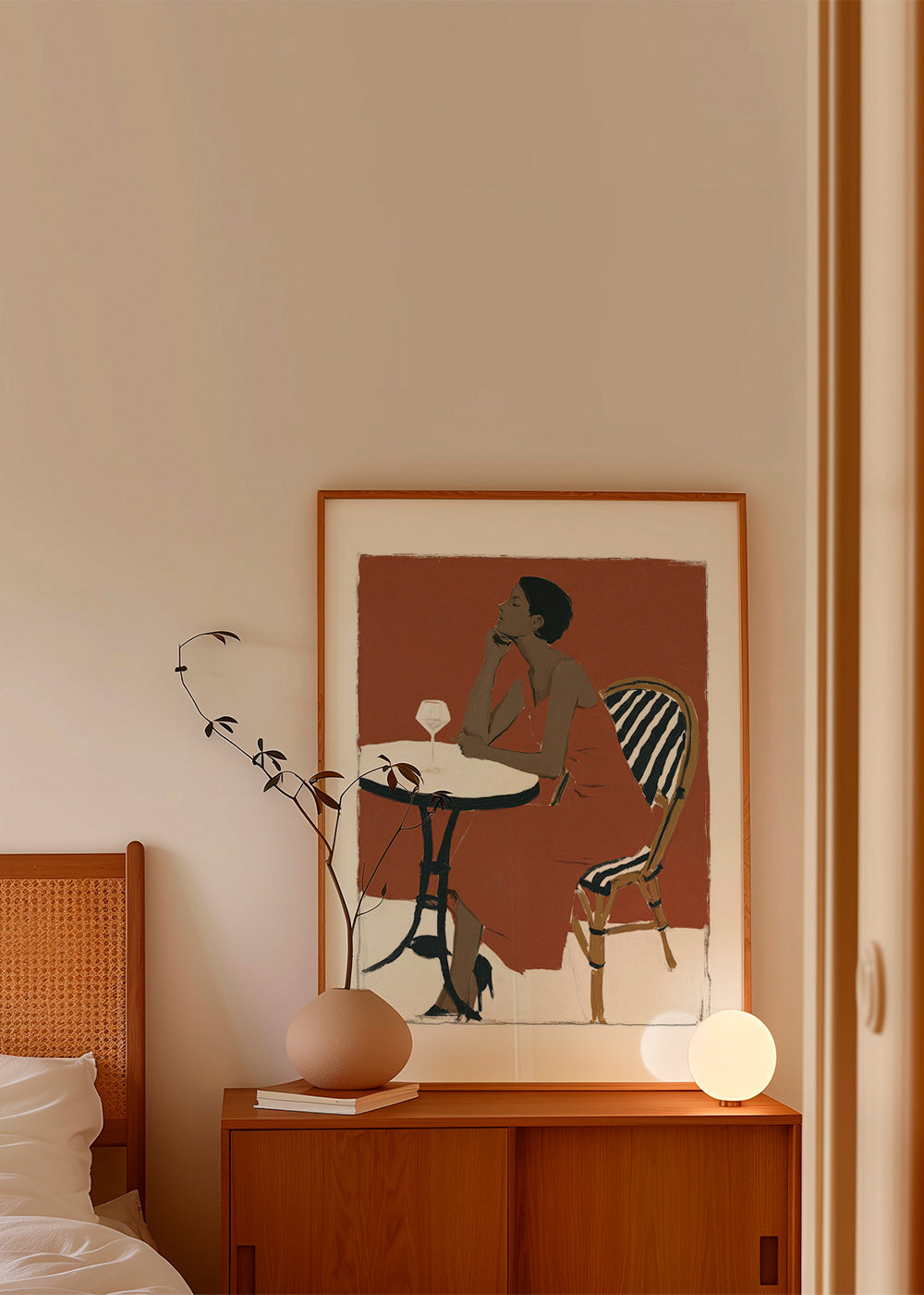 Cuadro de cocina con figura femenina y copa – Product1