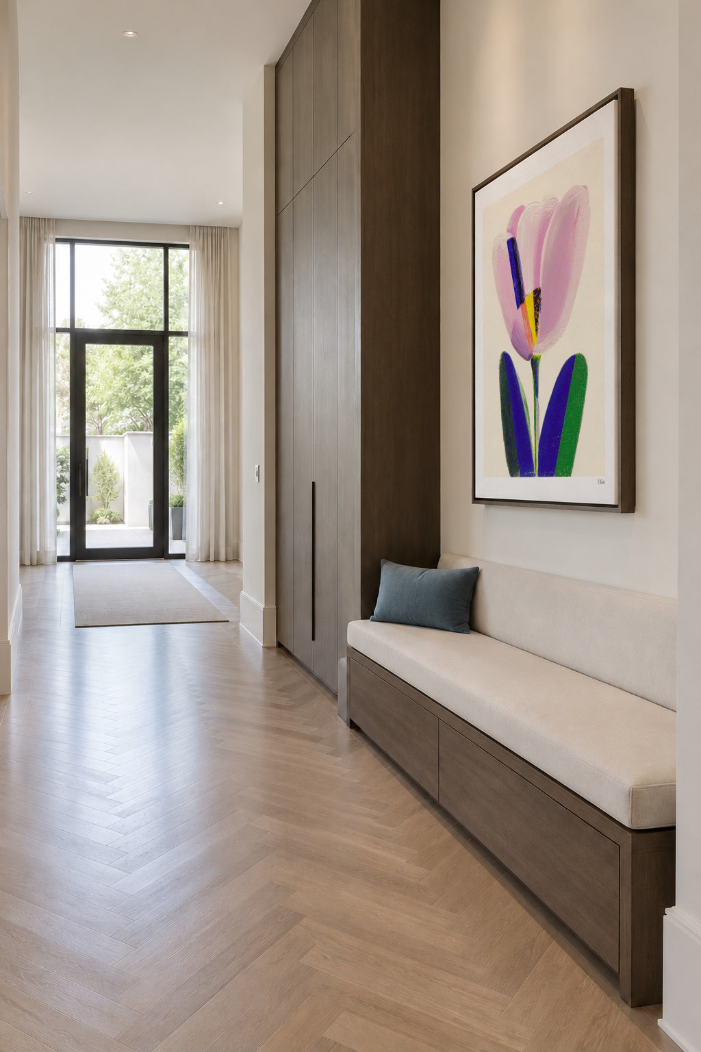 Soft Tulip - Framed canvas in an interior