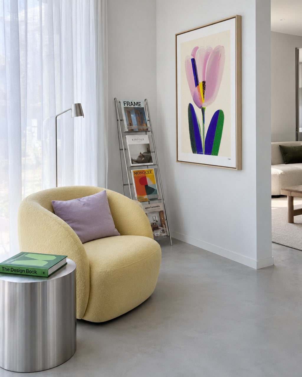 Soft Tulip - Framed canvas in an interior