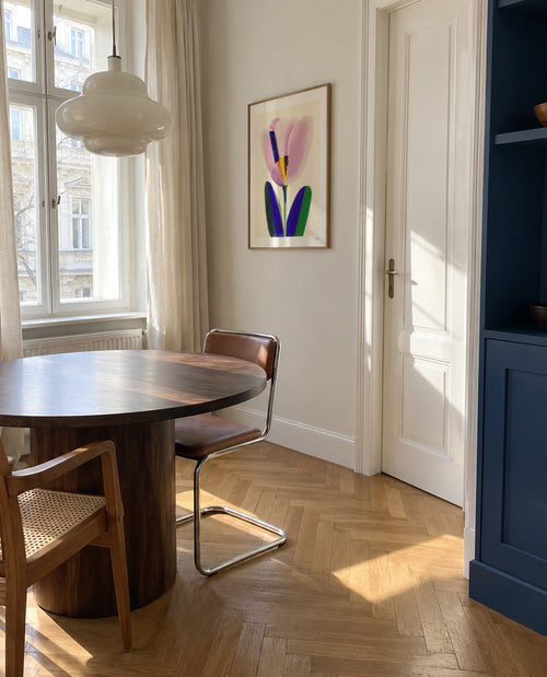 Soft Tulip - Framed poster in an interior