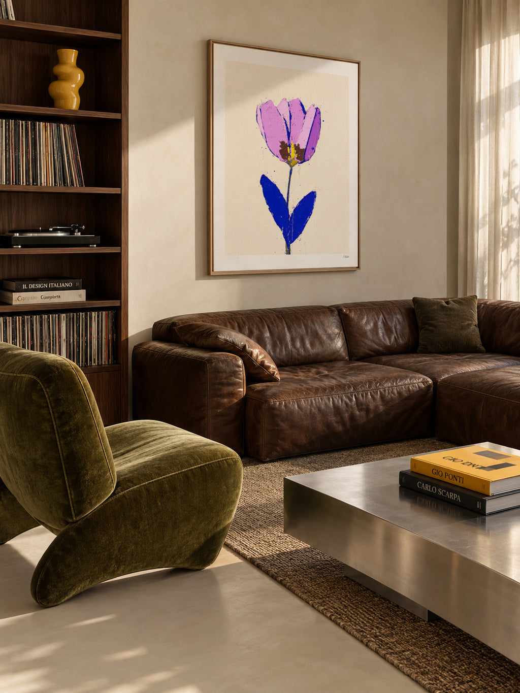 Violet Stem - Framed canvas in an interior