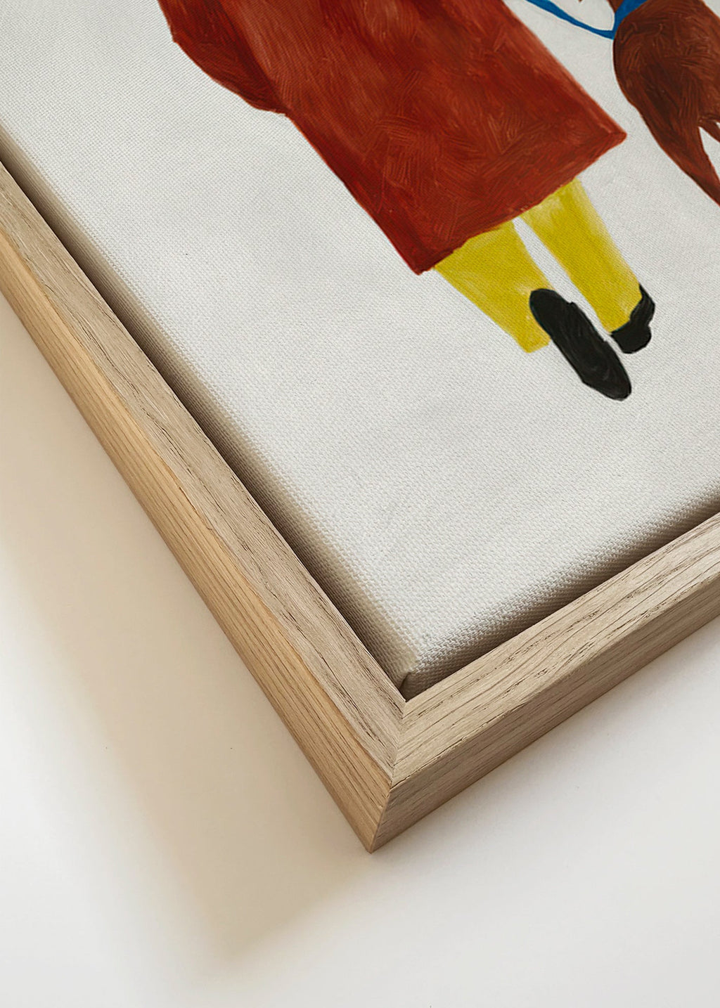 Ilustración de paseo con perro y sombrero amarillo – Canvas detail