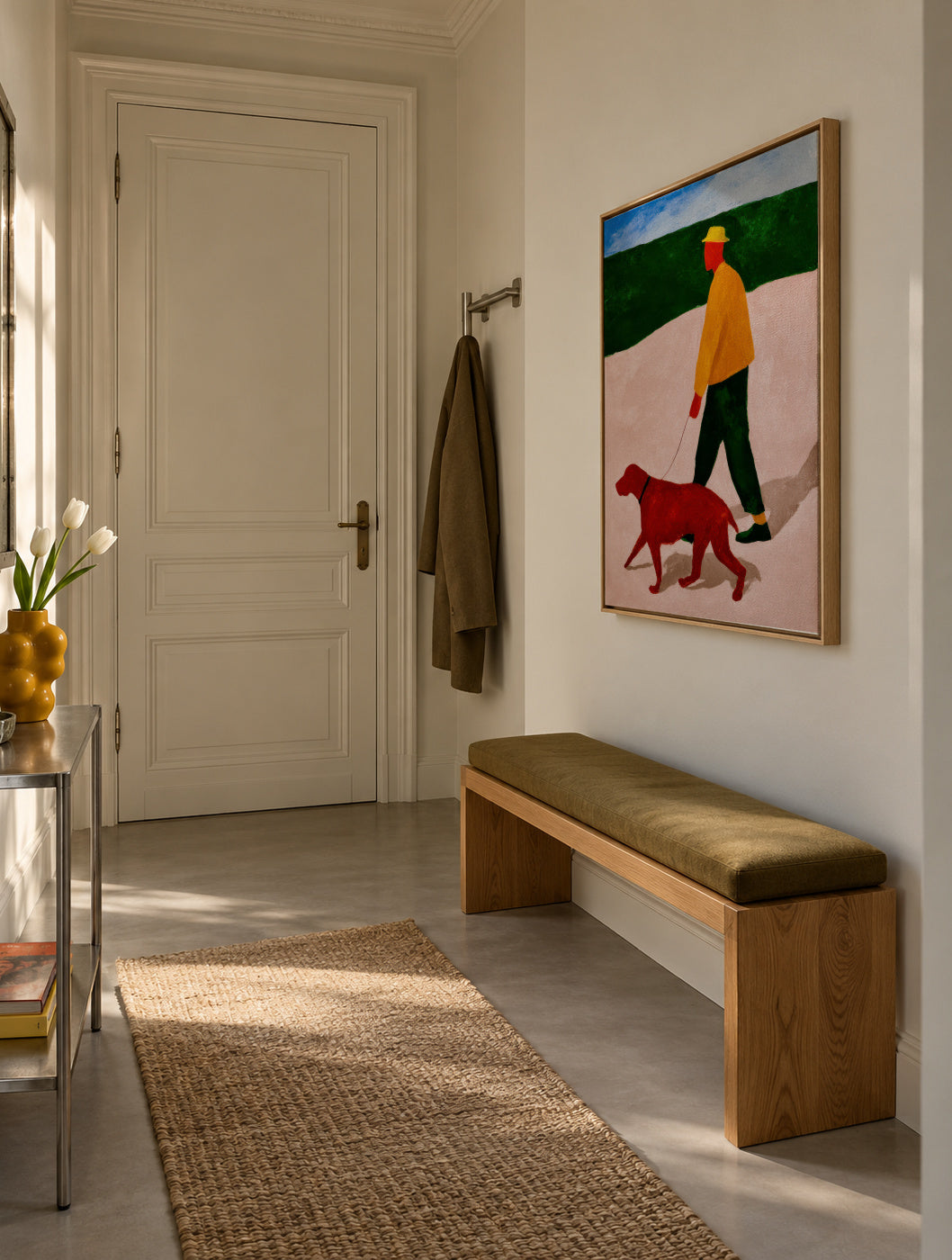 The Red Leash - Framed canvas in an interior