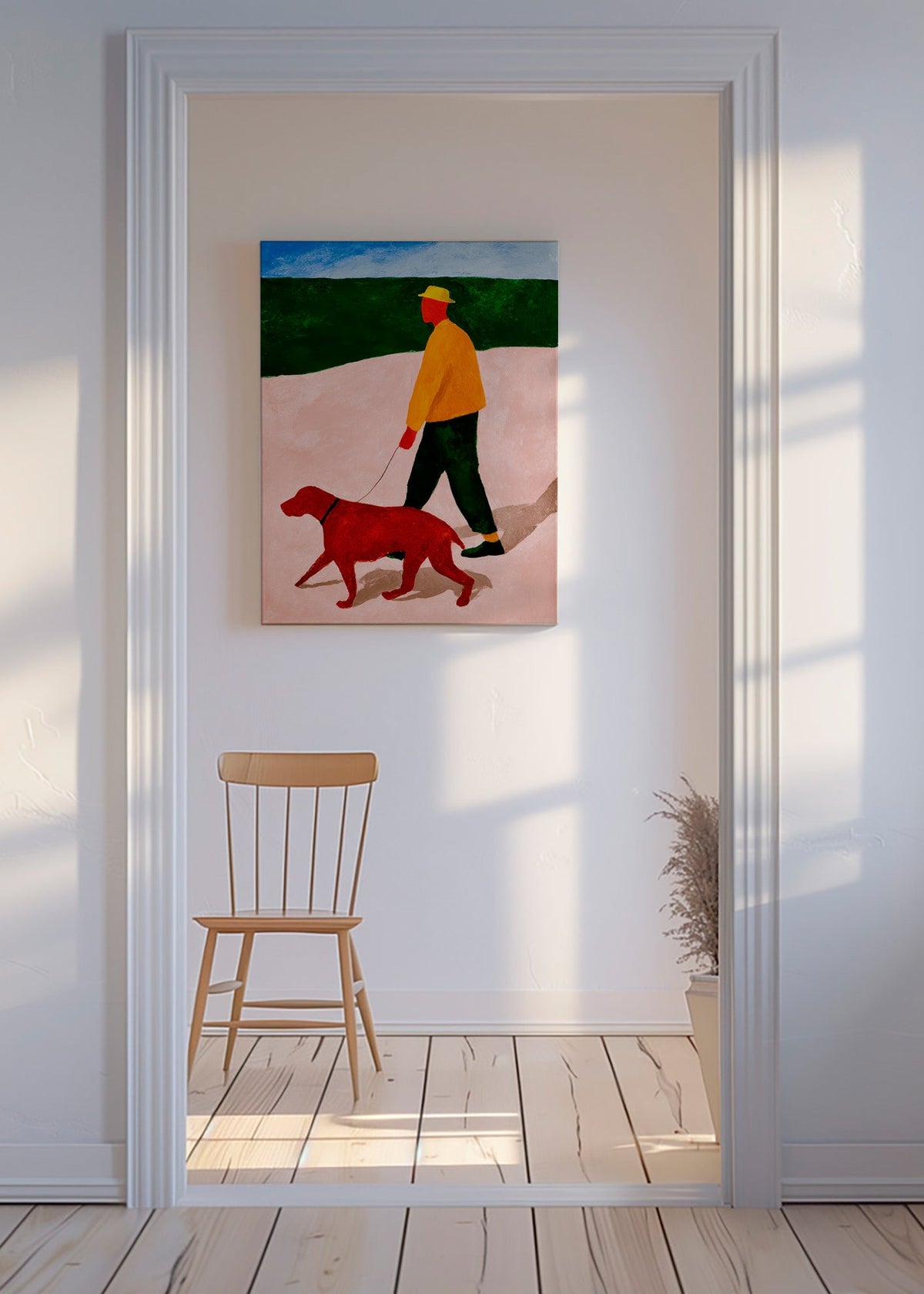 Cuadro paseo con perro rojo – Canvas