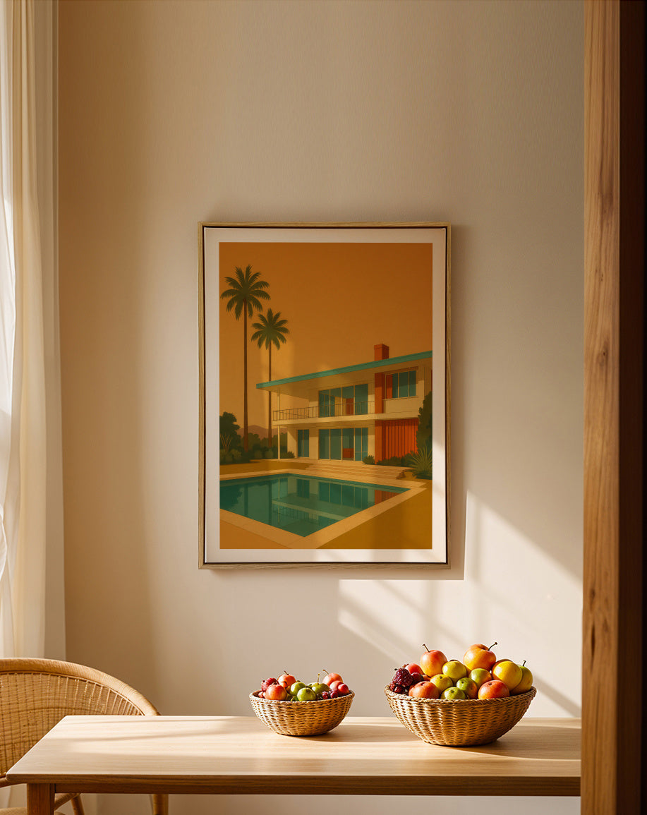 Golden Hour Oasis - Framed canvas in an interior
