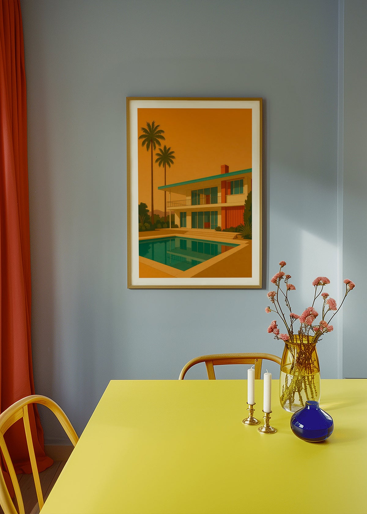 Cuadro villa moderna con piscina en hora dorada – Product2