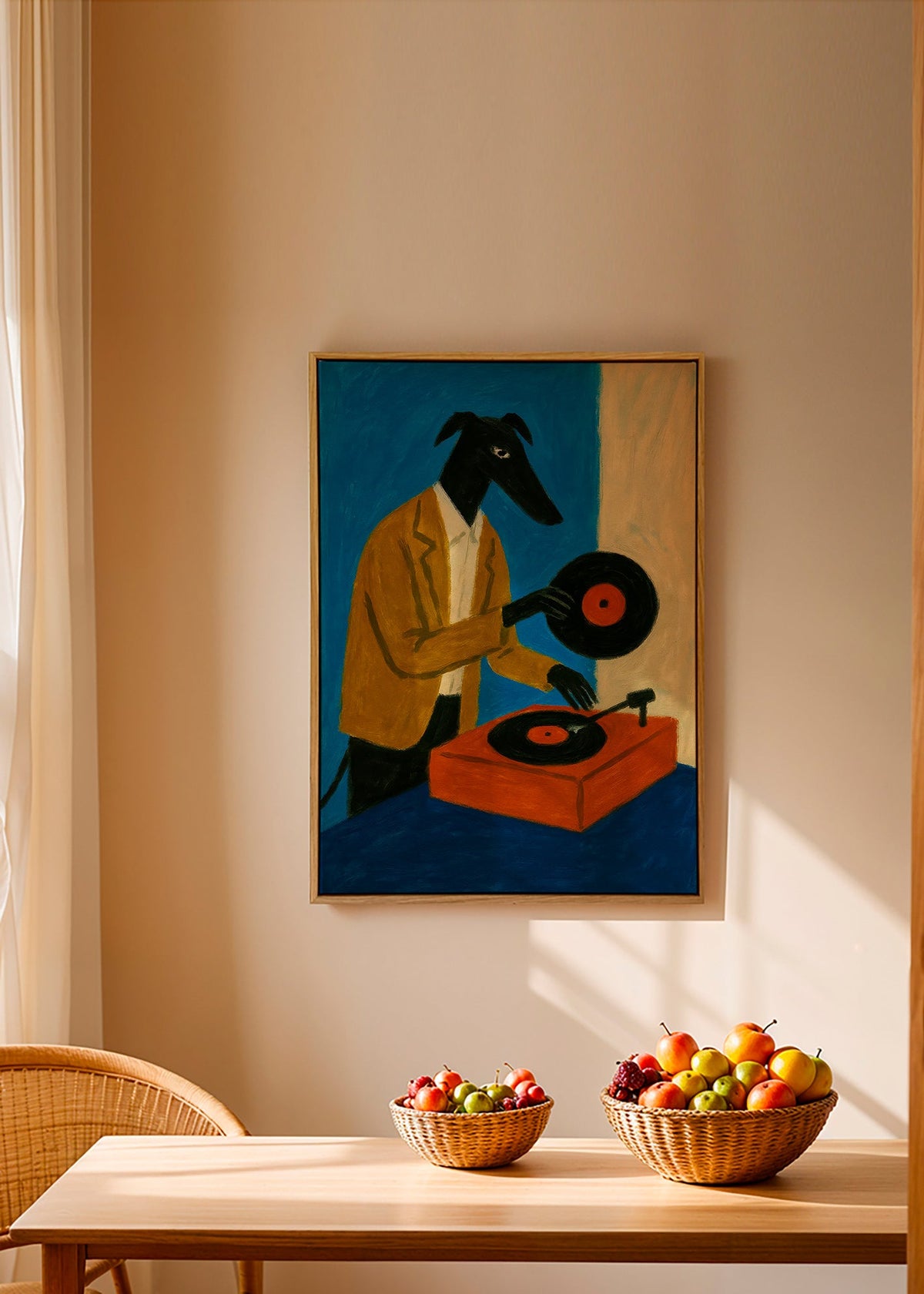 Ilustración de DJ perro con vinilo – Canvas2