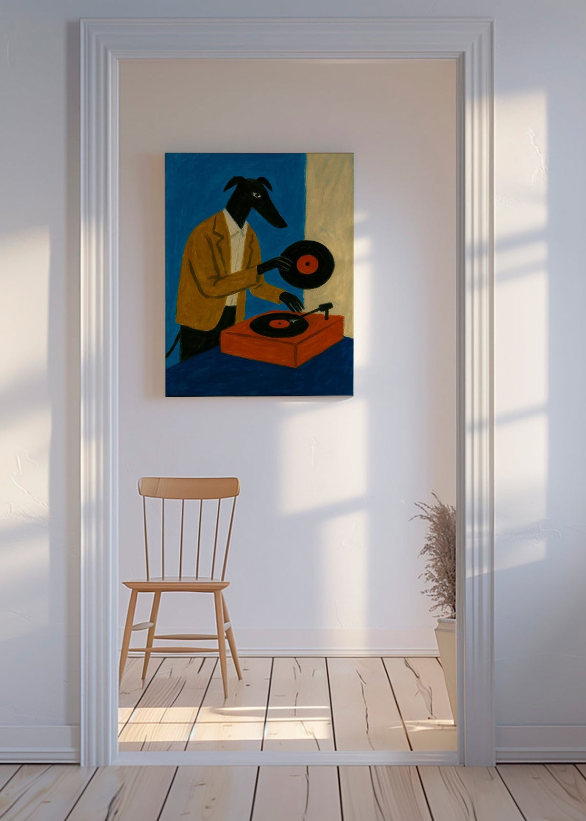 Ilustración de DJ perro con vinilo – Canvas