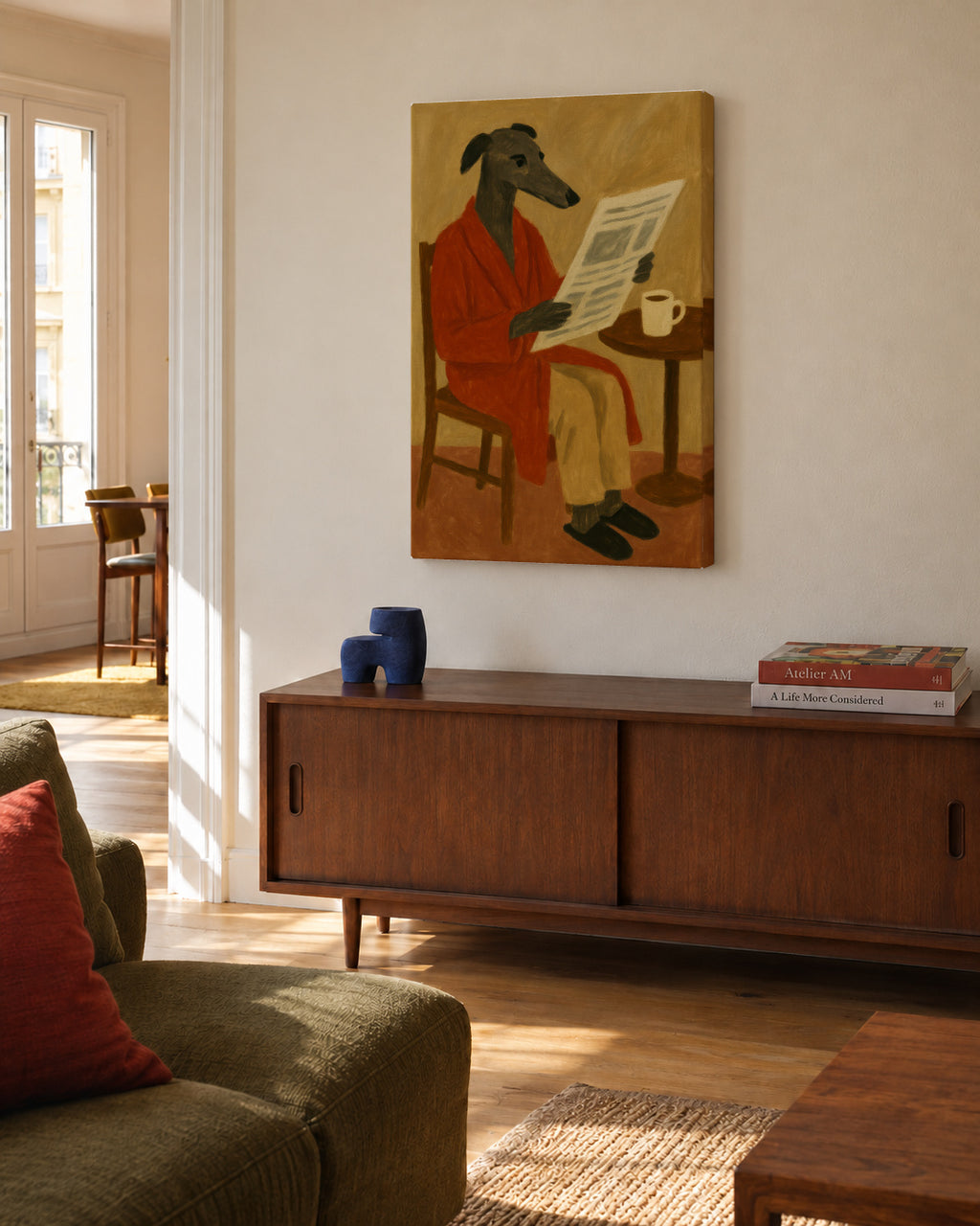 Morning News - Unframed canvas in an interior