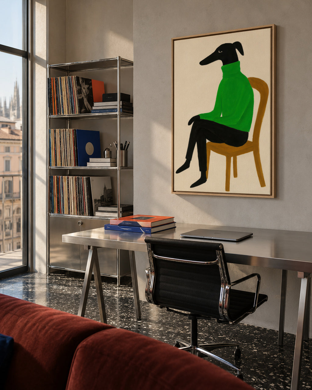 Green Turtleneck - Framed canvas in an interior