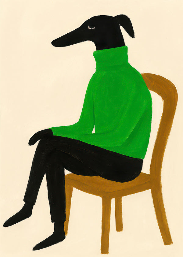 Ilustración perro con jersey verde