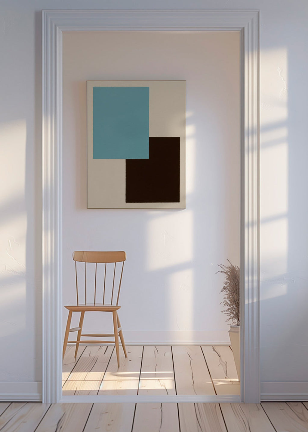 Cuadro geométrico azul y marrón – Canvas