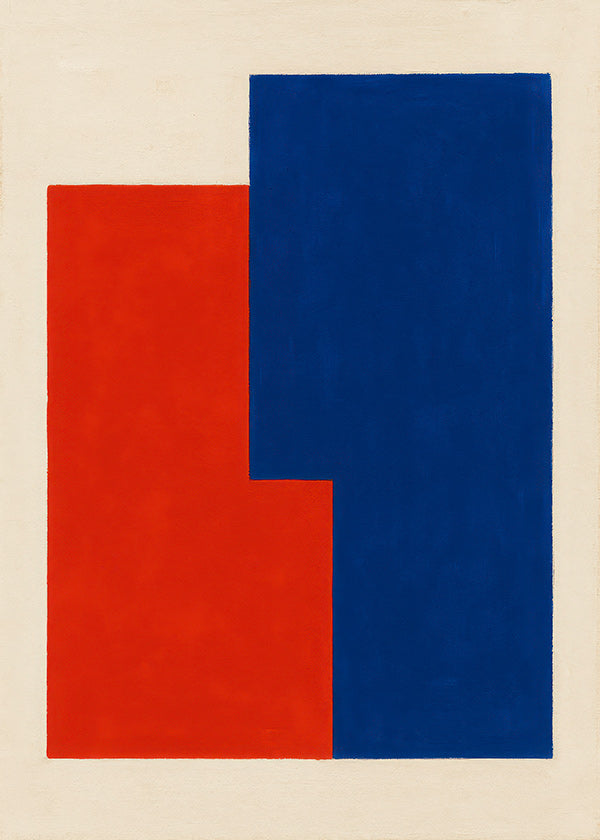 Cuadro abstracto de bloques rojos y azules