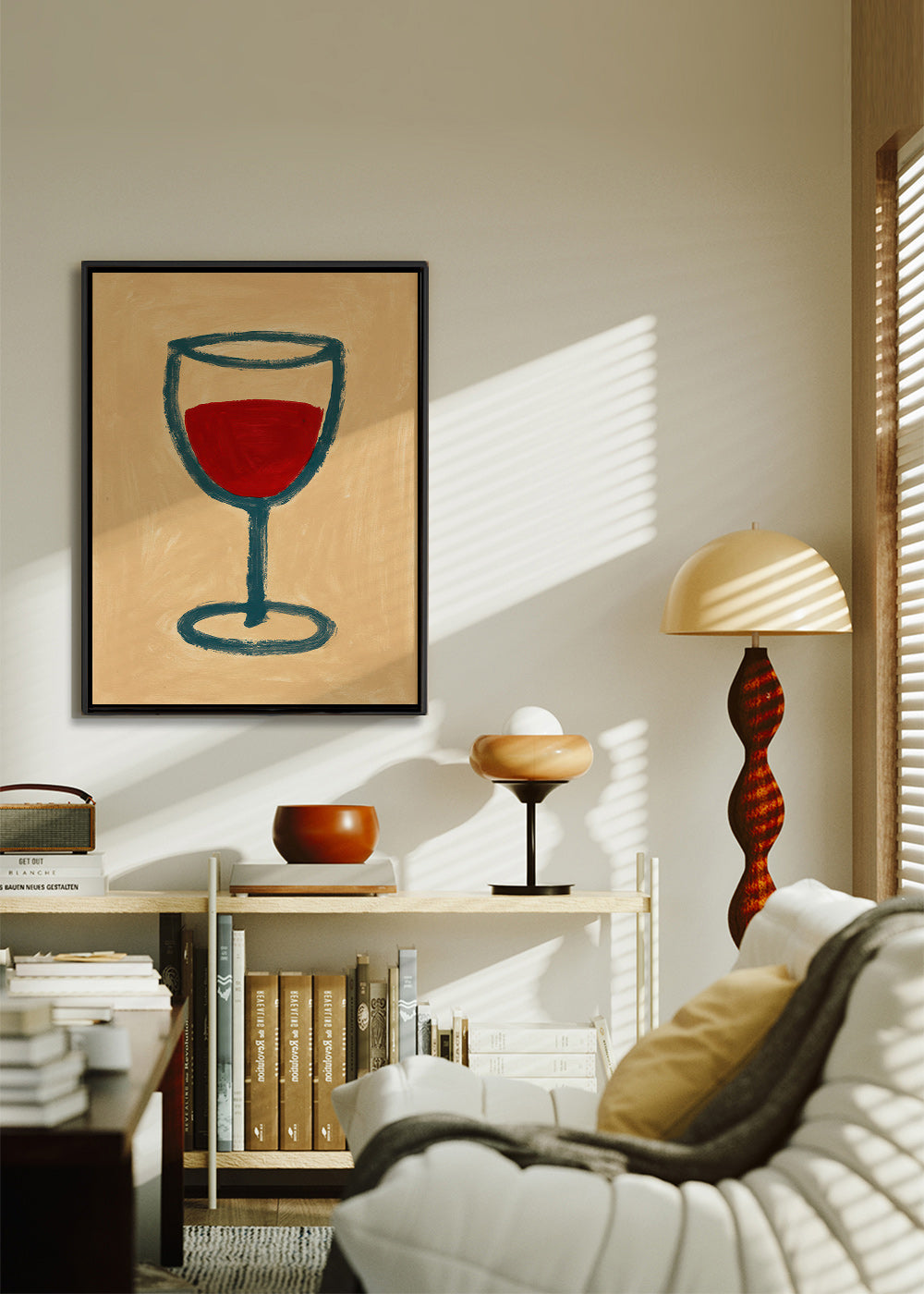 Cuadro de cocina con copa de vino minimalista – Canvas1