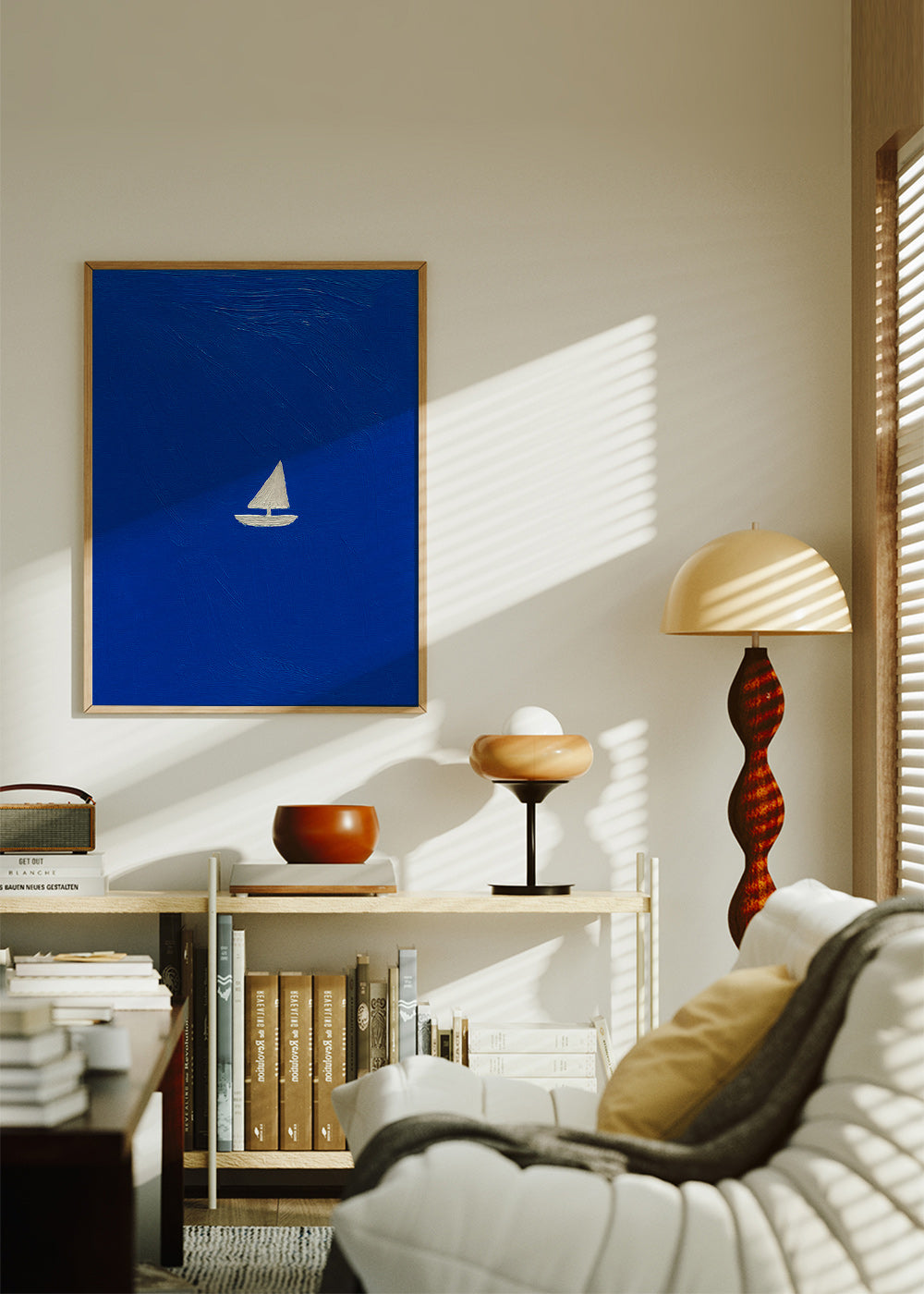 Cuadro de paisaje con velero minimalista – Product2