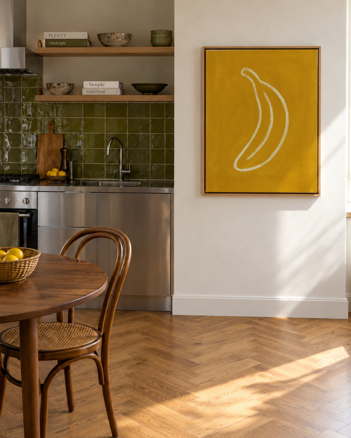 Yellow Outline - Framed canvas in an interior