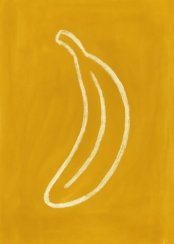 Cuadro de cocina con plátano amarillo minimalista
