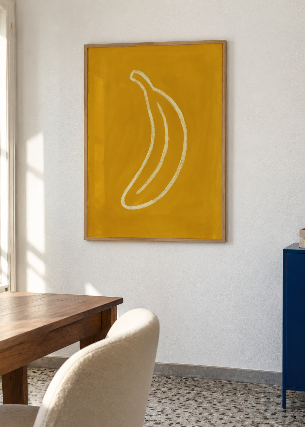 Yellow Outline - Framed poster in an interior
