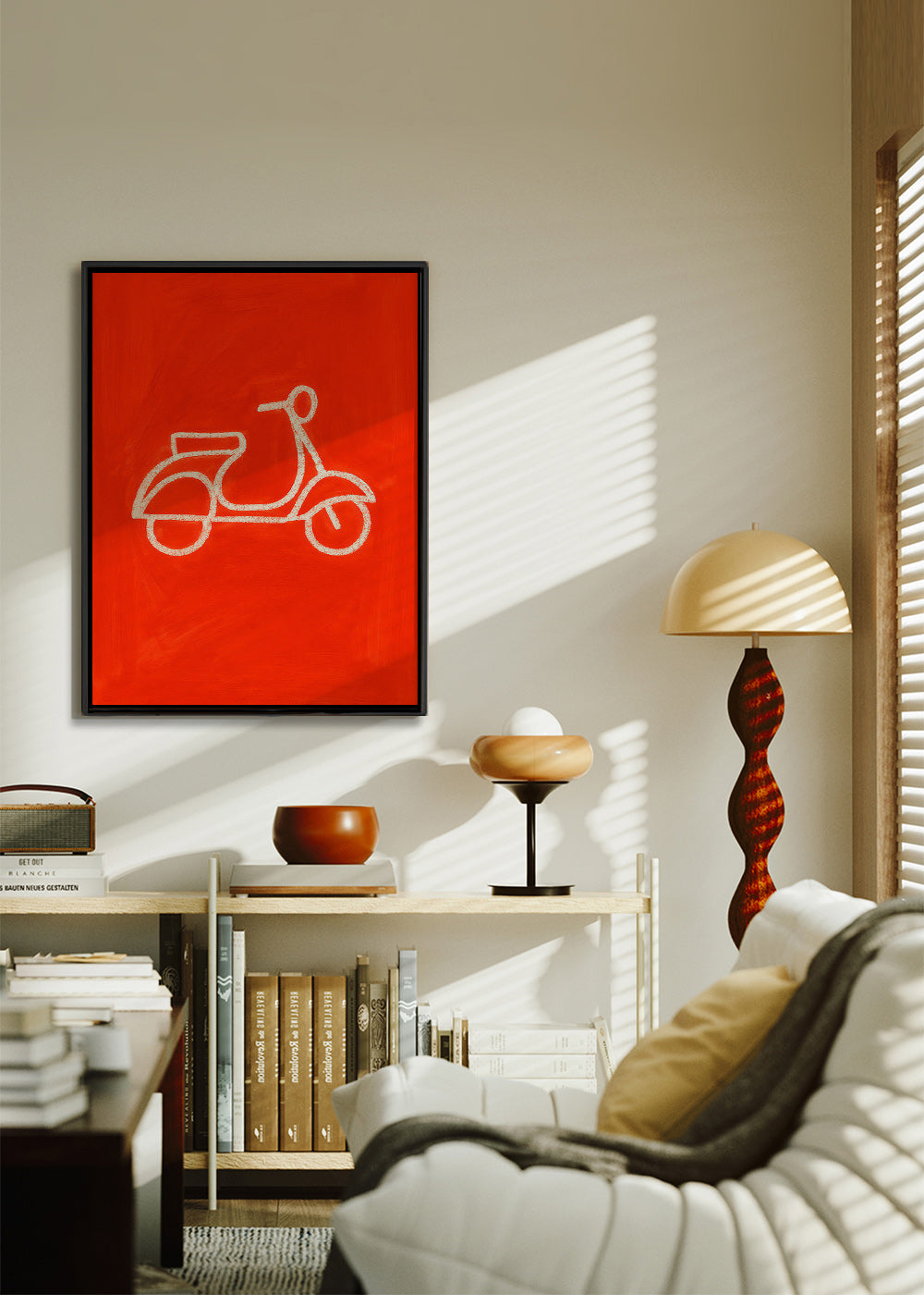 Ilustración scooter rojo minimal – Canvas2