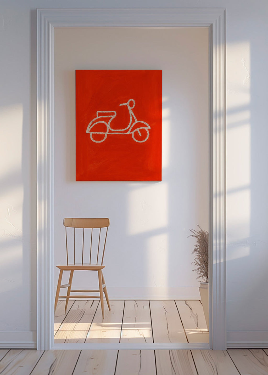 Ilustración scooter rojo minimal – Canvas