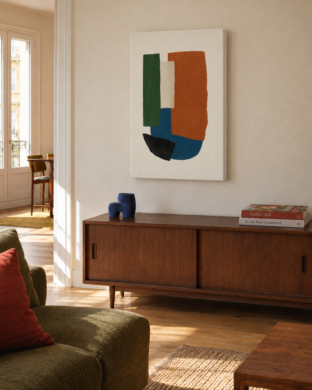 Earthy Stack - Unframed canvas in an interior