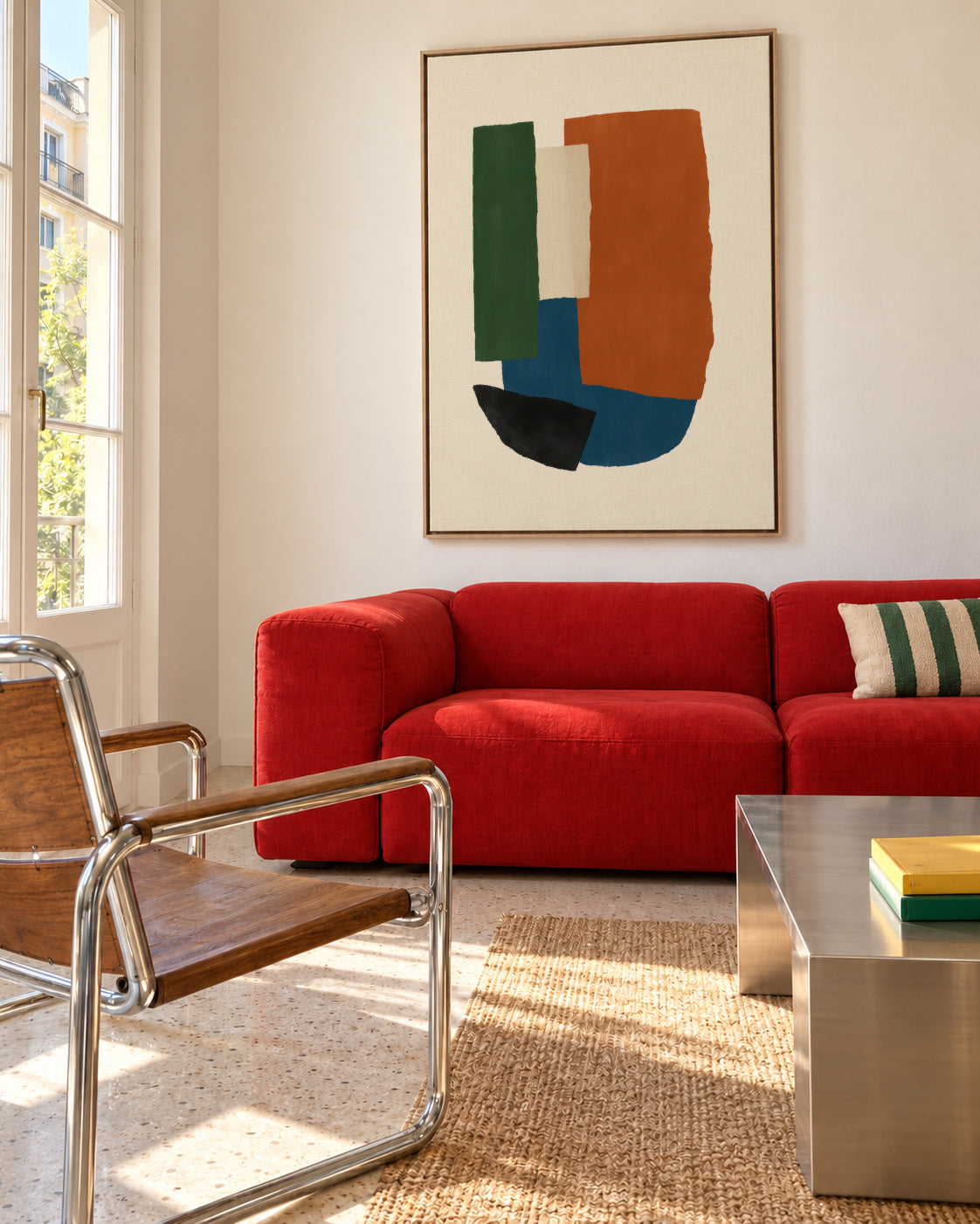 Earthy Stack - Framed canvas in an interior