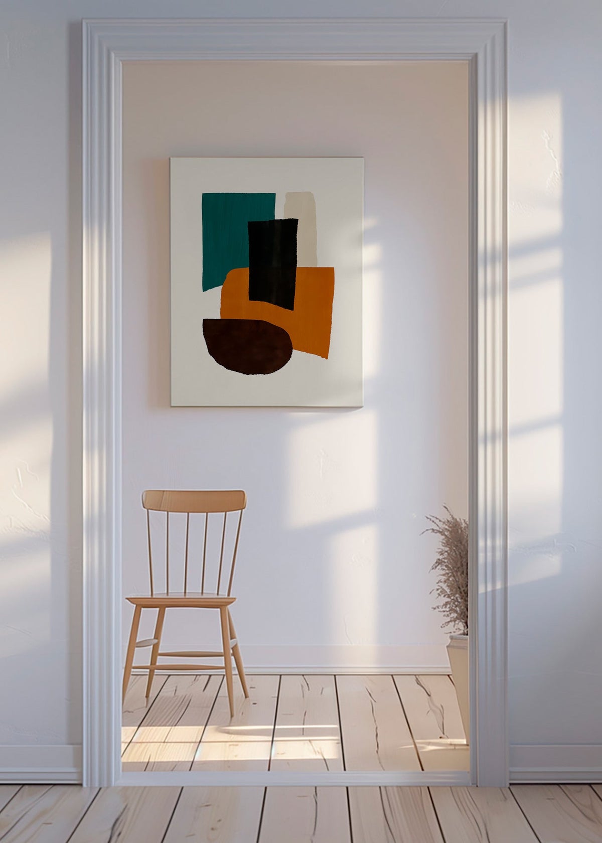 Cuadro abstracto con bloques terrosos – Canvas
