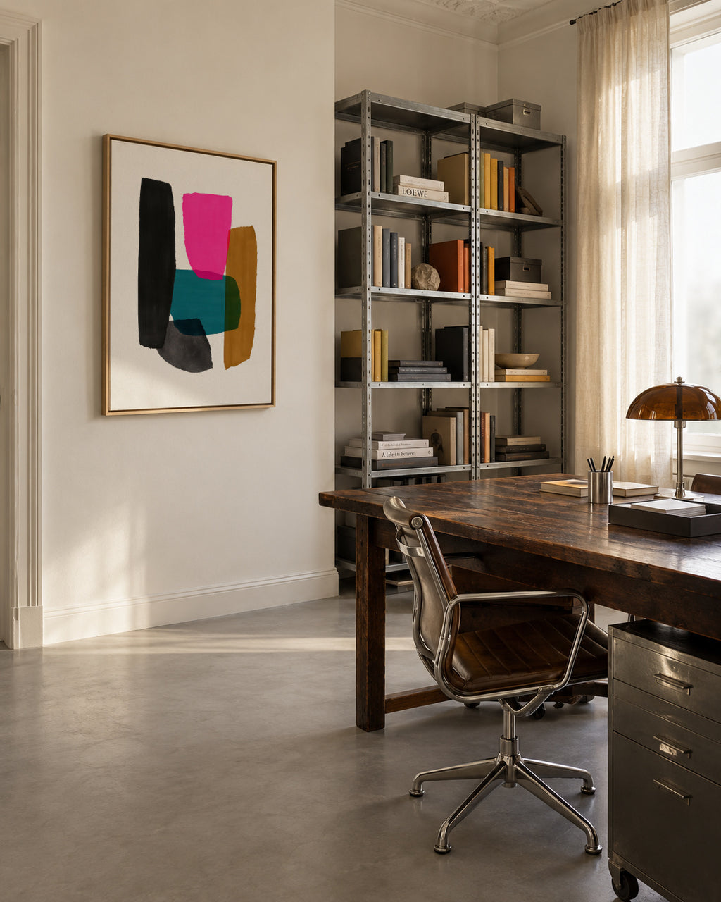 Magenta Accent - Framed canvas in an interior