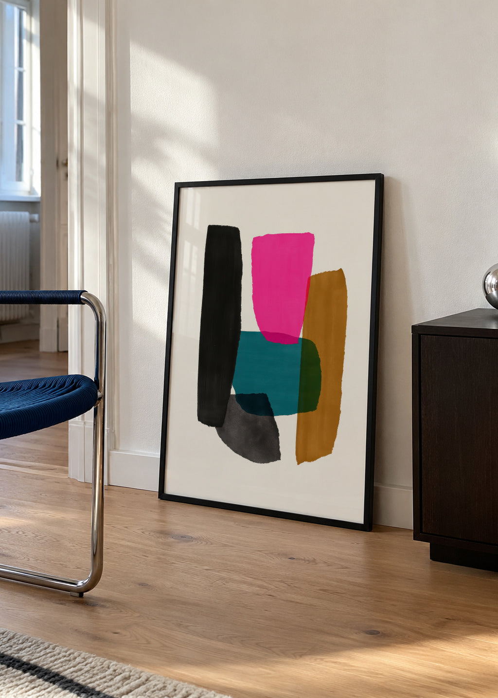 Magenta Accent - Framed poster in an interior