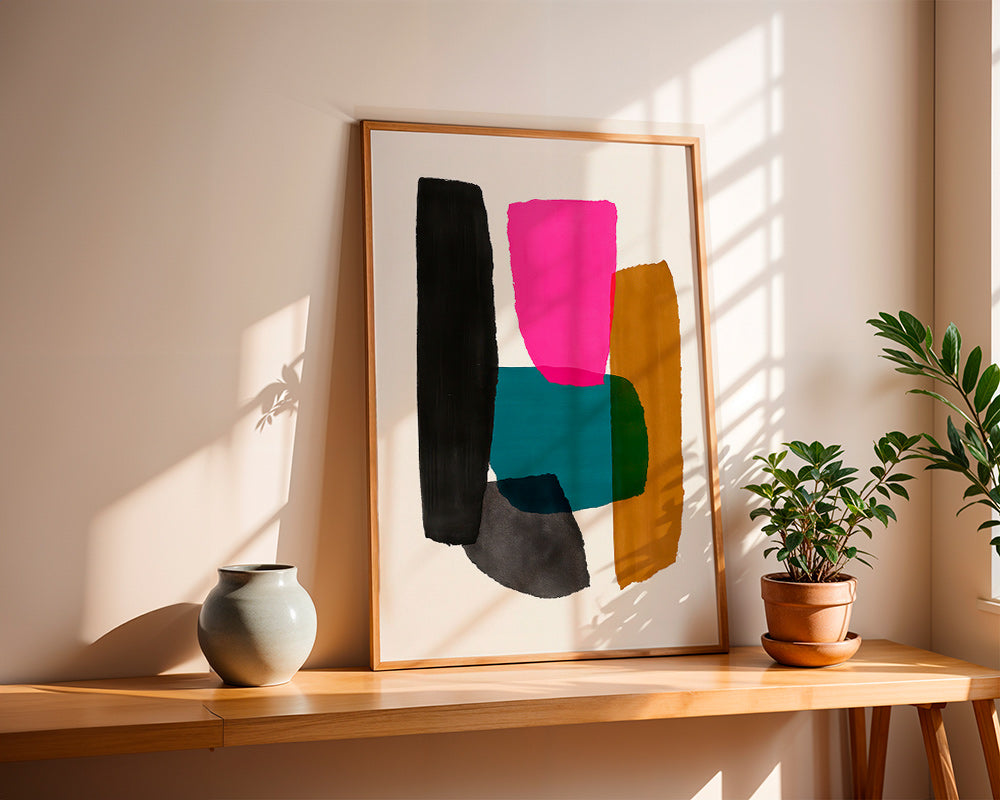 Cuadro abstracto magenta con gestos orgánicos – Product3