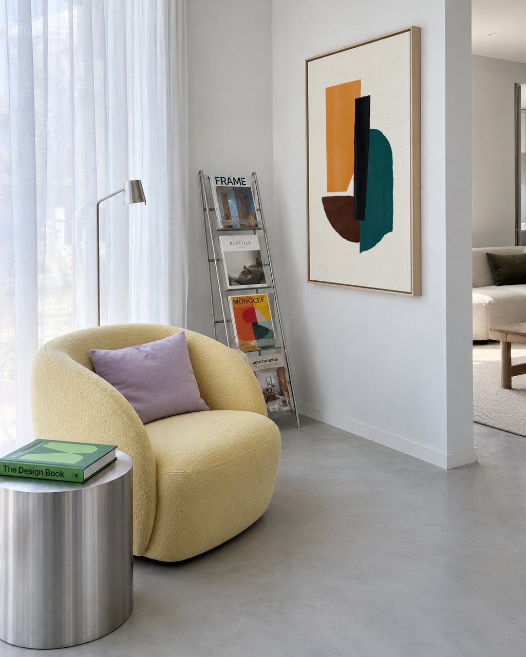Ochre Balance - Framed canvas in an interior