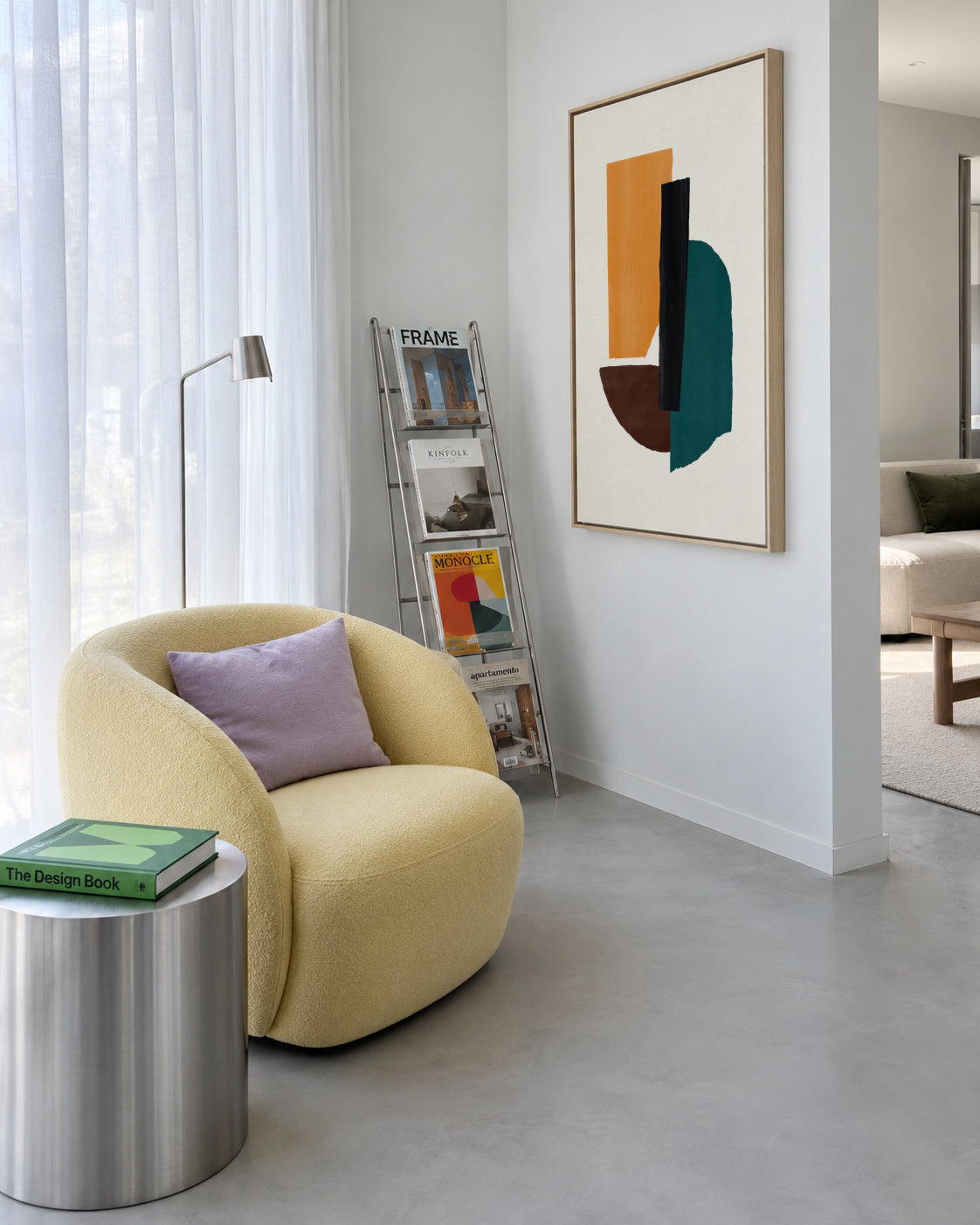 Ochre Balance - Framed canvas in an interior