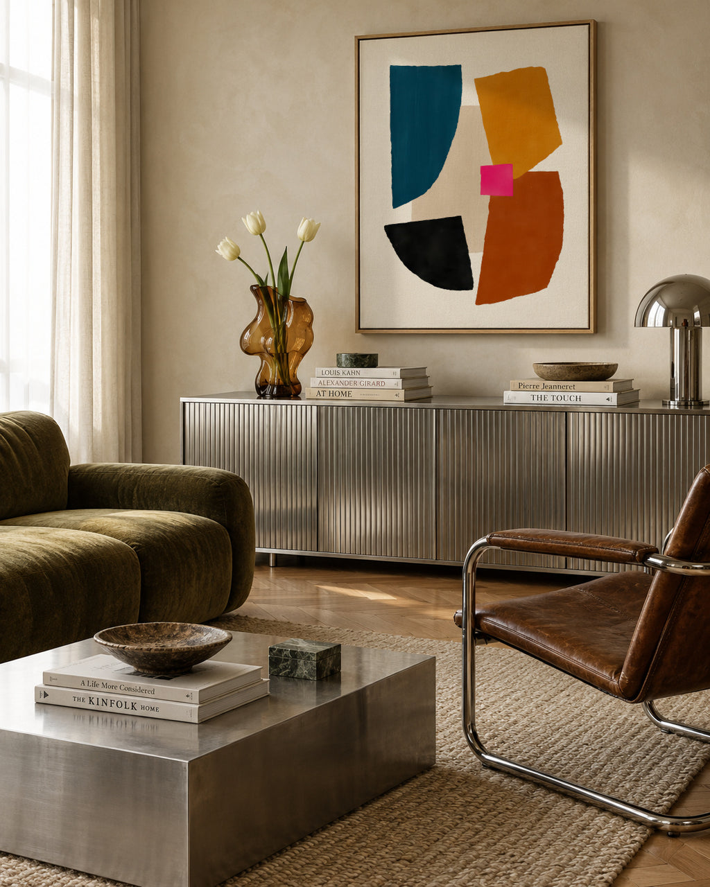 Pink Center - Framed canvas in an interior