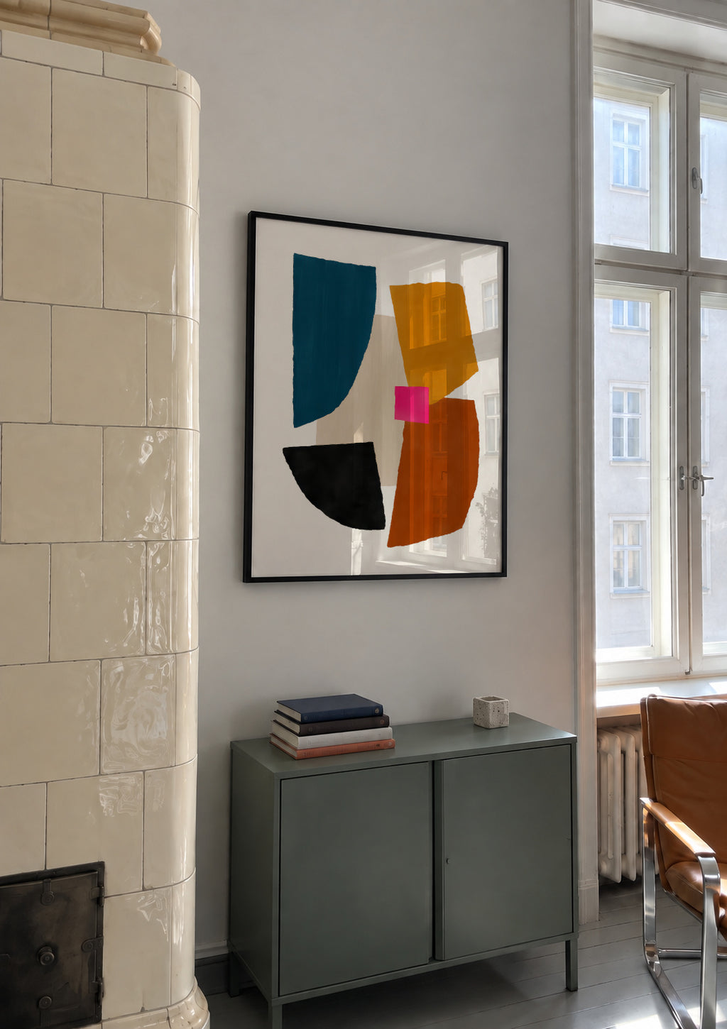 Pink Center - Framed poster in an interior