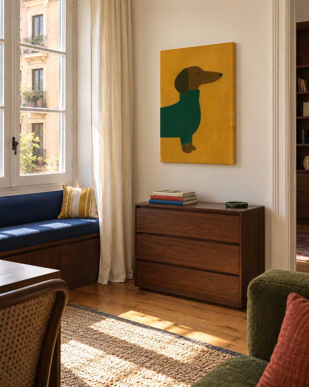 Mustard Dachshund - Lienzo sin marco en ambiente
