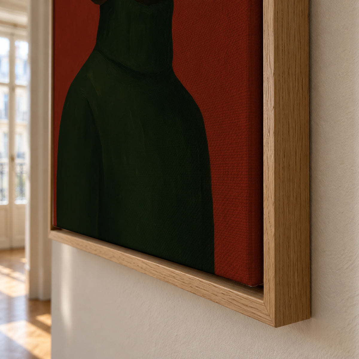 Dark Emerald Portrait - Framed canvas detail