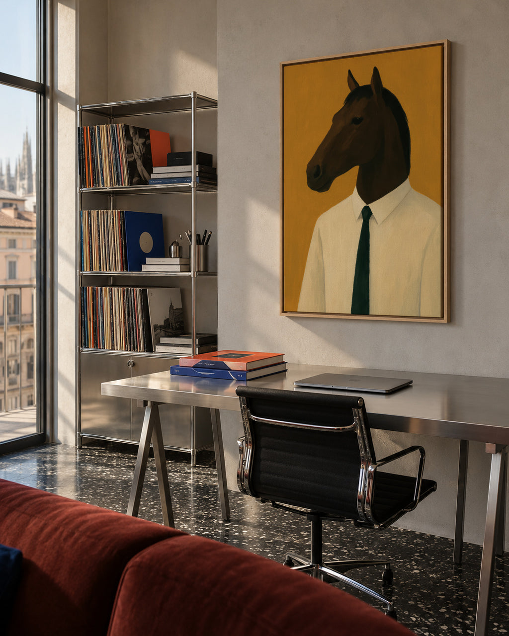 Corporate Stallion - Framed canvas in an interior